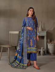 LALA Textiles Sana & Samia Embroidered Woolen 3Pc Suit D-06 Adularia