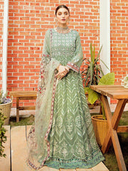 Afrozeh La Fleur Luxury Chiffon Collection 2020 3pc Suit 03-Apple Green - FaisalFabrics.pk