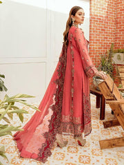 Afrozeh La Fleur Luxury Chiffon Collection 2020 3pc Suit 05-Melon Beet - FaisalFabrics.pk