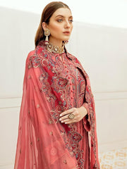 Afrozeh La Fleur Luxury Chiffon Collection 2020 3pc Suit 05-Melon Beet - FaisalFabrics.pk