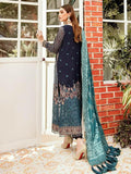 Afrozeh La Fleur Luxury Chiffon Collection 2020 3pc Suit 08-Pristine Peacock - FaisalFabrics.pk