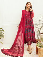 Afrozeh La Fleur Luxury Chiffon Collection 2020 3pc Suit 09-Ruby Flame - FaisalFabrics.pk