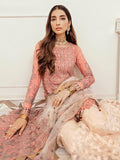 Afrozeh La Fuchsia Luxury Chiffon Unstitched 3pc Suit - Coral Lulu - FaisalFabrics.pk