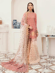 Afrozeh La Fuchsia Luxury Chiffon Unstitched 3pc Suit - Coral Lulu - FaisalFabrics.pk