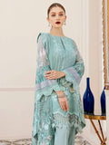 Afrozeh La Fuchsia Luxury Chiffon Unstitched 3pc Suit - Hazy Sky - FaisalFabrics.pk