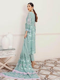 Afrozeh La Fuchsia Luxury Chiffon Unstitched 3pc Suit - Hazy Sky - FaisalFabrics.pk