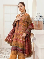 Afrozeh La Fuchsia Luxury Chiffon Unstitched 3pc Suit - Sunlight Spectrum - FaisalFabrics.pk