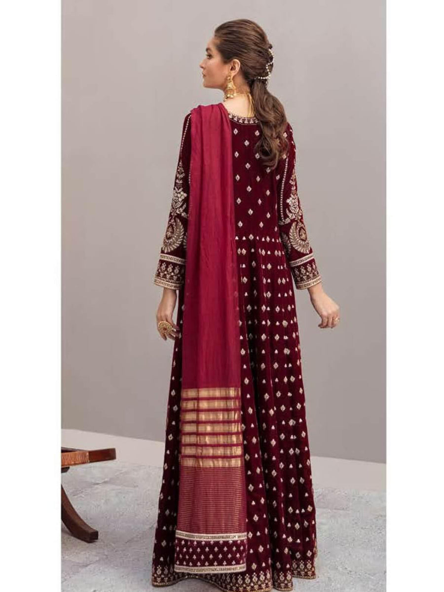 Afrozeh Naghma Luxury Velvet Embroidered 3 Piece Suit 05-Aangan - FaisalFabrics.pk