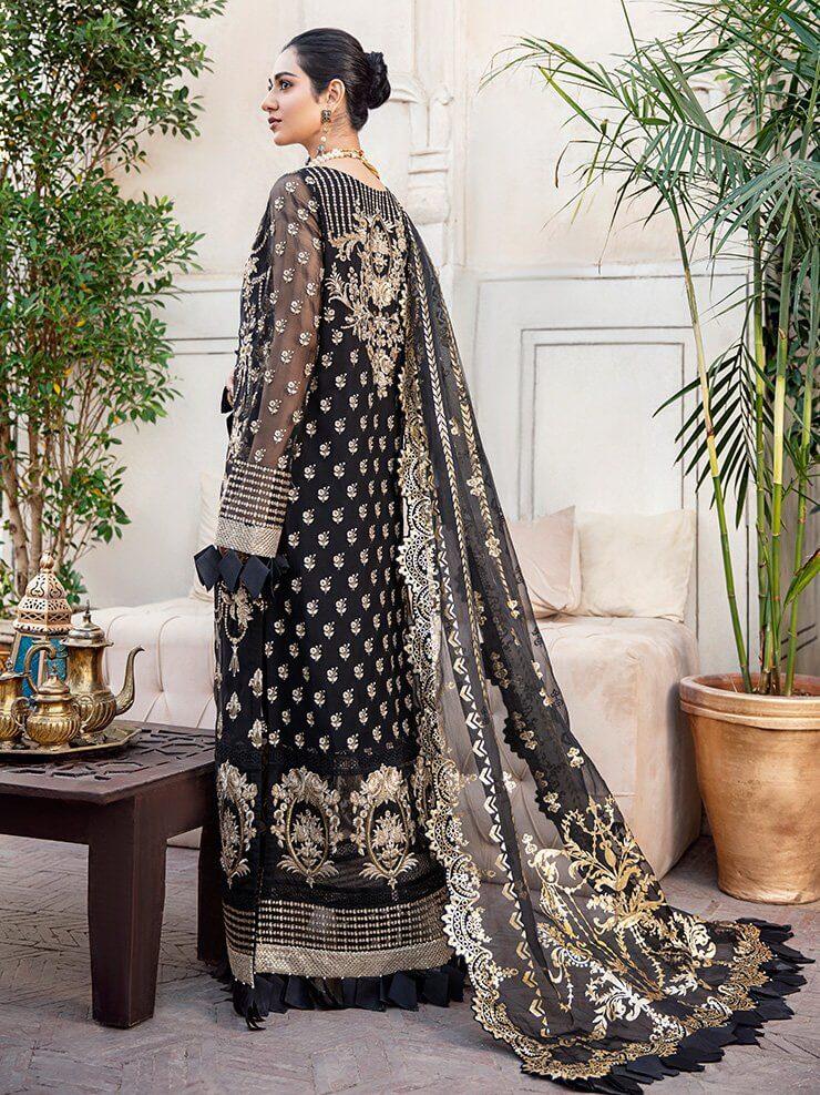 Afrozeh Shehnai Luxury Wedding Chiffon Unstitched 3pc Suit - Aab Gina - FaisalFabrics.pk