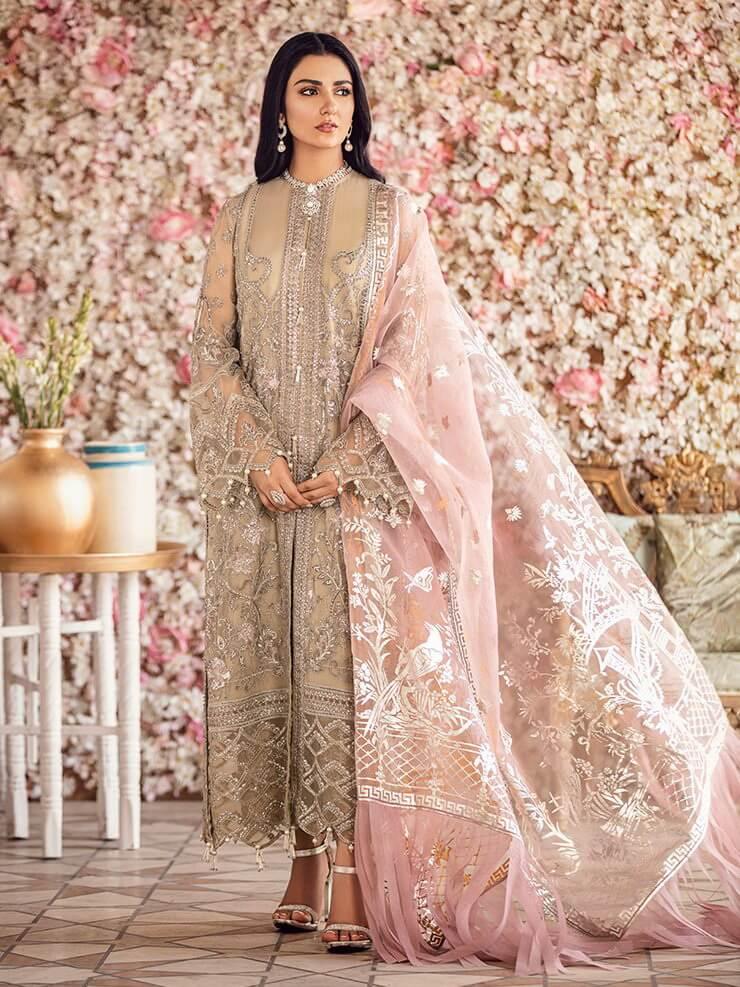 Afrozeh Shehnai Luxury Wedding Chiffon Unstitched 3pc Suit - Paro - FaisalFabrics.pk