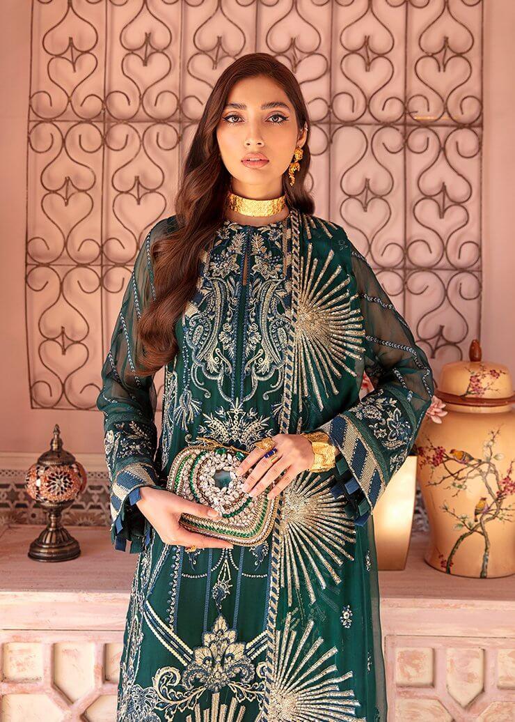 Afrozeh Nauratan Luxury Wedding Chiffon Unstitched 3pc Suit AF-02 Naqsh - FaisalFabrics.pk