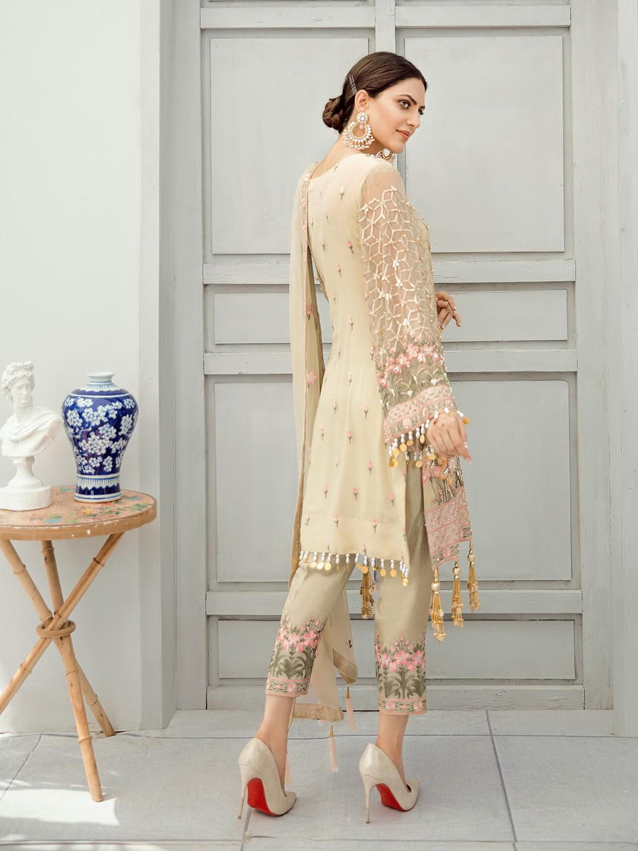 Akbar Aslam Luxury Chiffon Collection 2020 3pc Suit AAC-1307 CARNATION - FaisalFabrics.pk