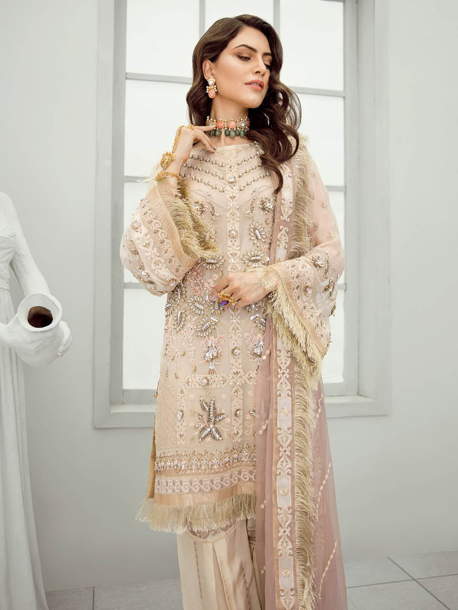 Akbar Aslam Luxury Chiffon Collection 2020 3pc Suit AAC-1313 ASTER - FaisalFabrics.pk