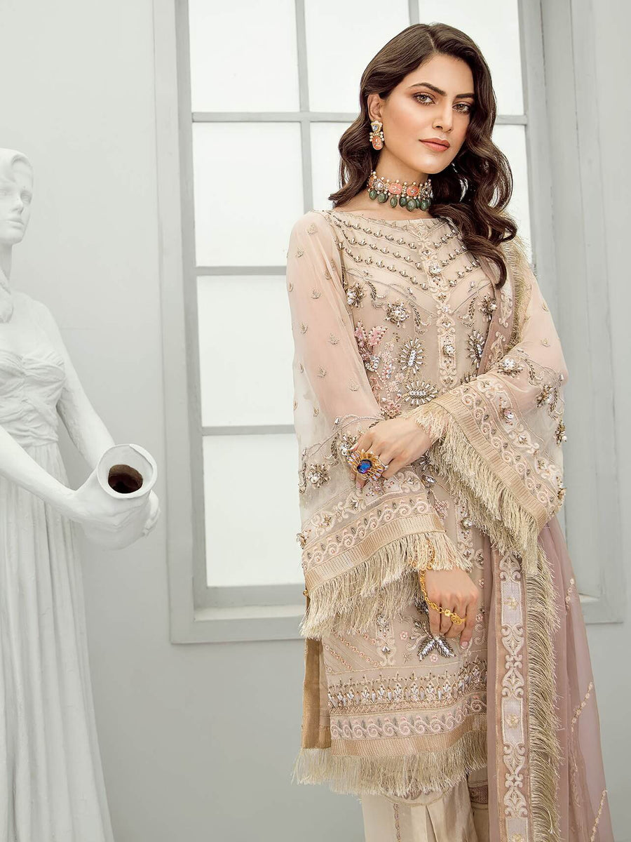 Akbar Aslam Luxury Chiffon Collection 2020 3pc Suit AAC-1313 ASTER - FaisalFabrics.pk