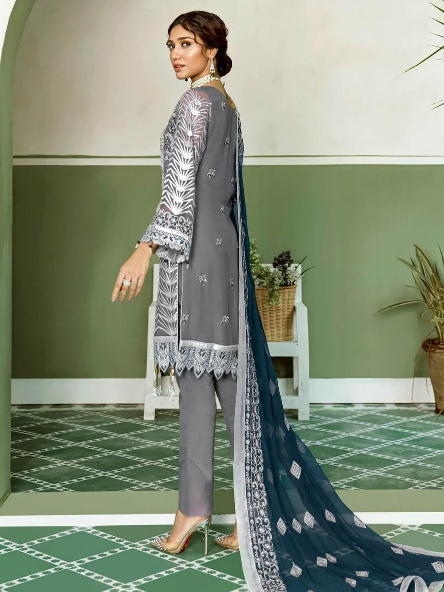 Akbar Aslam Luxury Chiffon Unstitched 3pc Suit AAW-2303 Malli - FaisalFabrics.pk