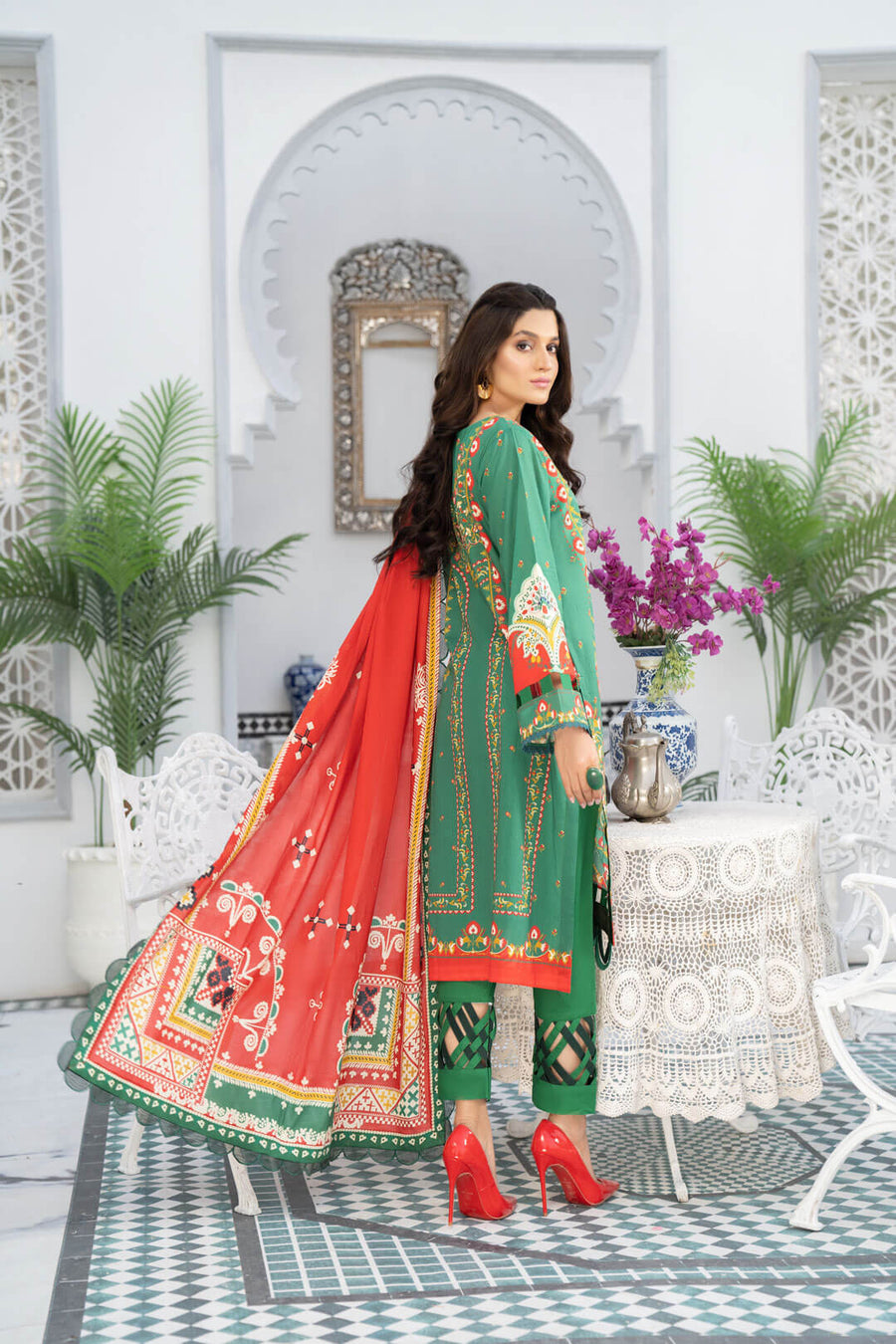 Noorangi Shaad Digital Printed Lawn Unstitched 3Pc Suit - Akhraaz