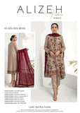 Alizeh Fashion Embroidered Chiffon 3Pc Suit D-03C Golden Beige - FaisalFabrics.pk