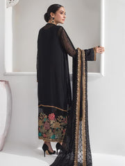 Alizeh Fashion Embroidered Chiffon 3Pc Suit D-02 Midnight Glare - FaisalFabrics.pk