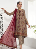 Alizeh Fashion Embroidered Chiffon 3Pc Suit D-03 Golden Beige - FaisalFabrics.pk