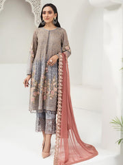 Alizeh Fashion Embroidered Chiffon 3Pc Suit D-08 Foxy Silver - FaisalFabrics.pk