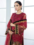 Alizeh Fashion Vol-03 Embroidered Organza 3Pc Suit D-01 Surkh - FaisalFabrics.pk