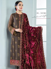Alizeh Fashion Vol-03 Embroidered Chiffon 3Pc Suit D-09 Suri - FaisalFabrics.pk