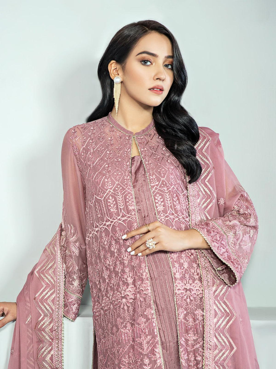 Alizeh Fashion Vol-03 Embroidered Chiffon 3Pc Suit D-10 Angbeen - FaisalFabrics.pk