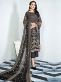 Alizeh Fashion Vol-03 Embroidered Chiffon 3Pc Suit D-11 Black Palm - FaisalFabrics.pk