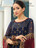 Alizeh Fashion Vol-04 Embroidered Chiffon 3Pc Suit D-01 Nightingale - FaisalFabrics.pk