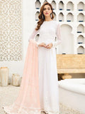 Alizeh Fashion Vol-04 Embroidered Chiffon 3Pc Suit D-02 Peach Pearl