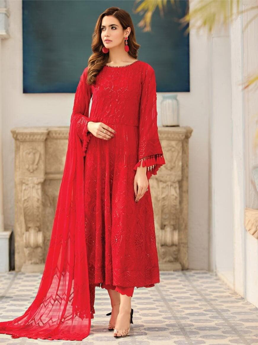 Alizeh Fashion Vol-04 Embroidered Chiffon 3Pc Suit D-09 Rosanne - FaisalFabrics.pk