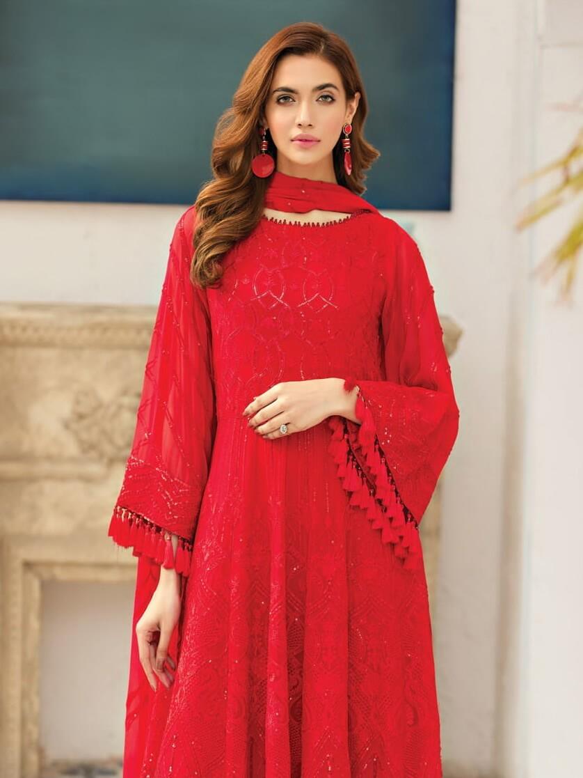 Alizeh Fashion Vol-04 Embroidered Chiffon 3Pc Suit D-09 Rosanne - FaisalFabrics.pk