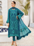 Alizeh Fashion Vol-04 Embroidered Chiffon 3Pc Suit D-10 Teal Ink