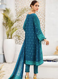 Alizeh Fashion Vol-04 Embroidered Chiffon 3Pc Suit D-10 Teal Ink - FaisalFabrics.pk