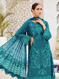 Alizeh Fashion Vol-04 Embroidered Chiffon 3Pc Suit D-10 Teal Ink - FaisalFabrics.pk