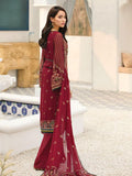 Alizeh Fashion Vol-04 Embroidered Chiffon 3Pc Suit D-11 Cherry Season - FaisalFabrics.pk
