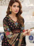 Alizeh Fashion Vol-04 Embroidered Chiffon 3Pc Suit D-12 Classic Black - FaisalFabrics.pk