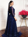 Alizeh Fashion Royale DE LUXE Embroidered Chiffon 3Pc Suit D-06 Glace Blue - FaisalFabrics.pk
