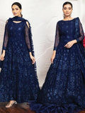 Alizeh Fashion Royale DE LUXE Embroidered Chiffon 3Pc Suit D-06 Glace Blue - FaisalFabrics.pk