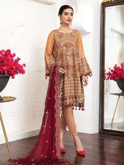 Alizeh Fashion Royale DE LUXE Embroidered Chiffon 3Pc Suit D-09 Topacia - FaisalFabrics.pk