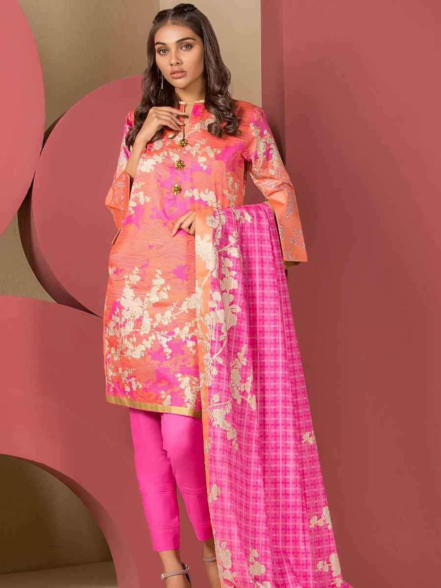 Alkaram Lawn Spring Summer 2020 3Pc Printed Suit SS-12.1-20-Pink - FaisalFabrics.pk