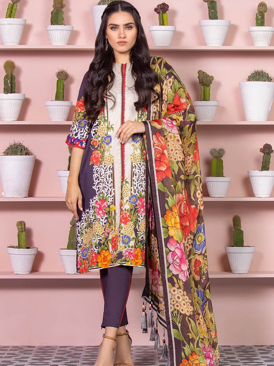 Alkaram Lawn Spring Summer 2020 3Pc Printed Suit SS-20-20-Black - FaisalFabrics.pk