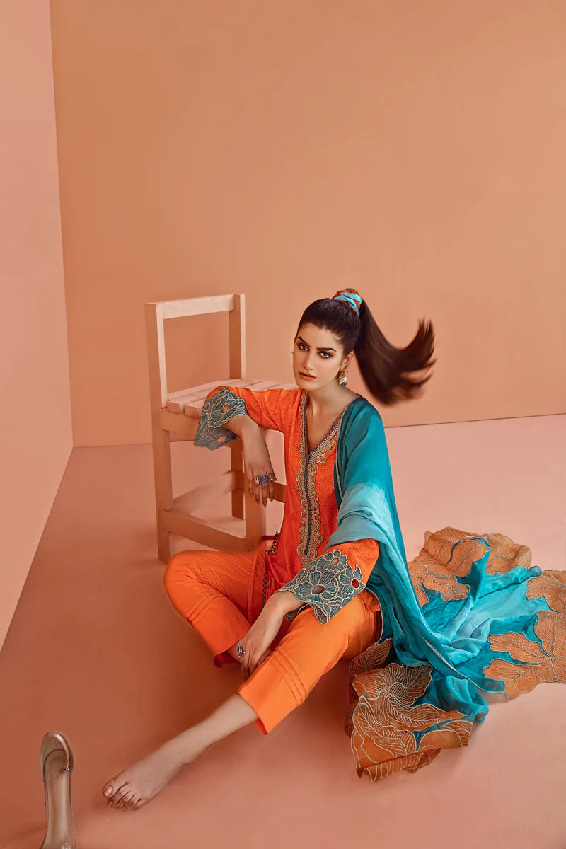 Maria Osama Khan Ethereal Basic Pret 3Pc Suit - AQUA SPRING