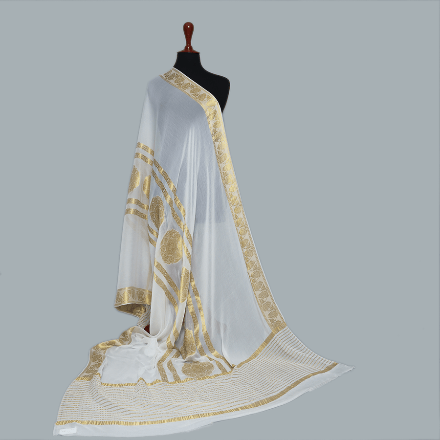 Tasneem Fabrics Women's Pure Bemberg Crinkle Dupatta - MDWH0001211