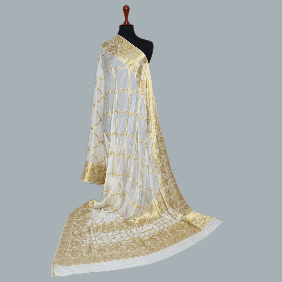 Tasneem Fabrics Women's Pure Bemberg Crinkle Dupatta - MDWH0001187