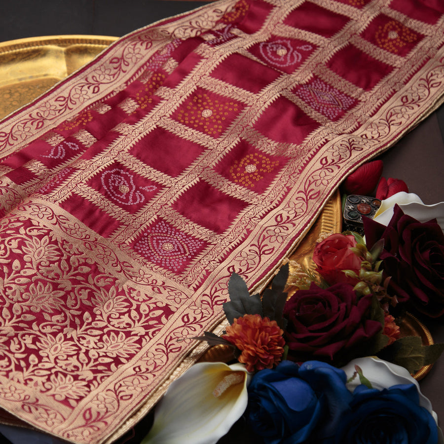 Tasneem Fabrics Women's Pure Gaji Silk Jacquard Dupatta - FBDY0002511