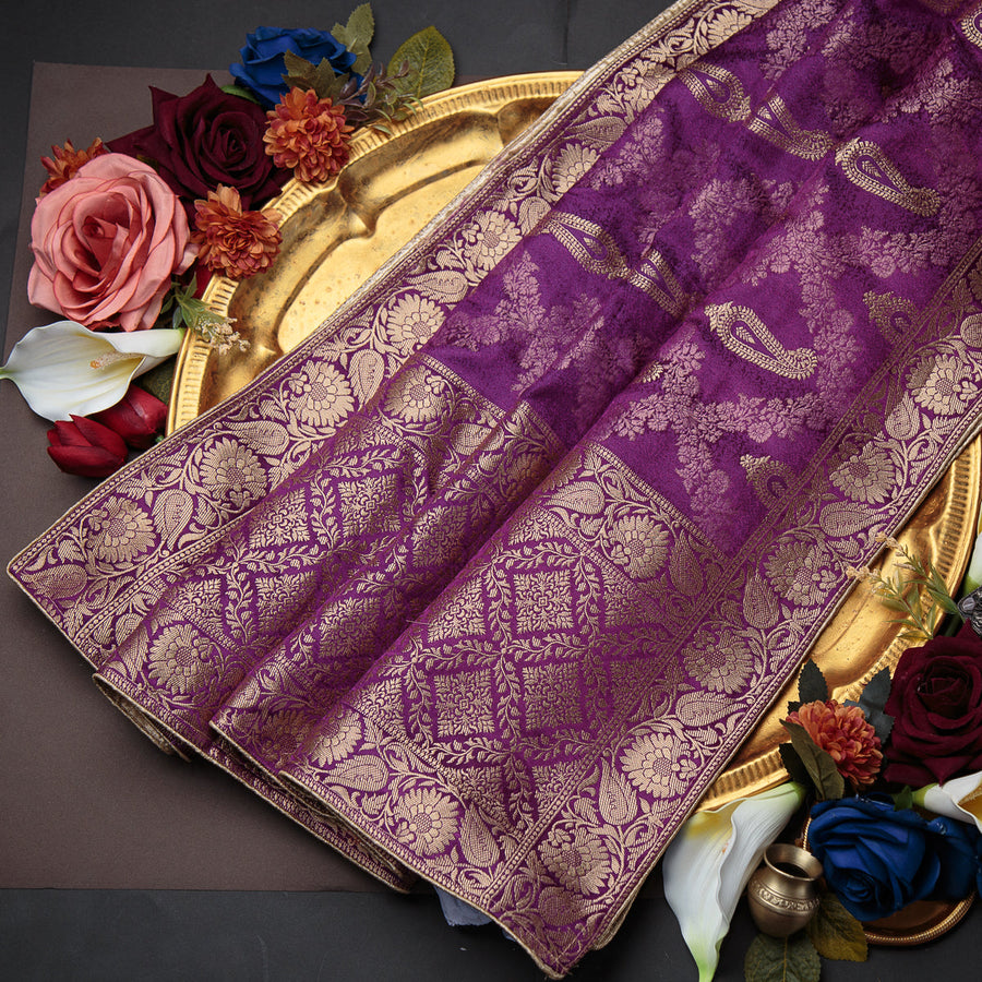 Tasneem Fabrics Women's Pure Gaji Silk Jacquard Dupatta - FBDY0002588