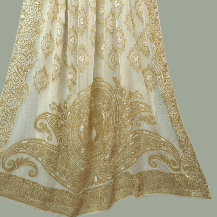 Tasneem Fabrics Women's Pure Bemberg Crinkle Dupatta - MDWH0001199