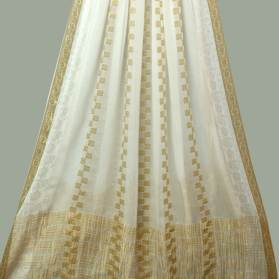 Tasneem Fabrics Women's Pure Bemberg Crinkle Dupatta - MDWH0001192