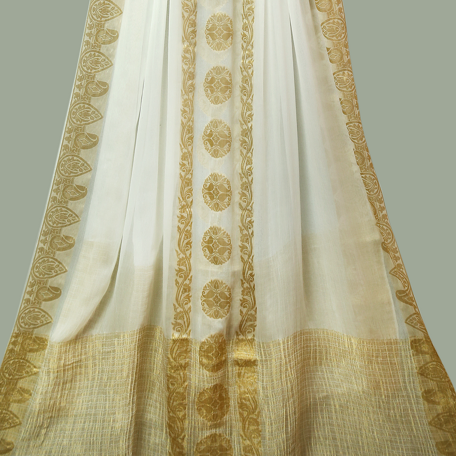 Tasneem Fabrics Women's Pure Bemberg Crinkle Dupatta - MDWH0002042